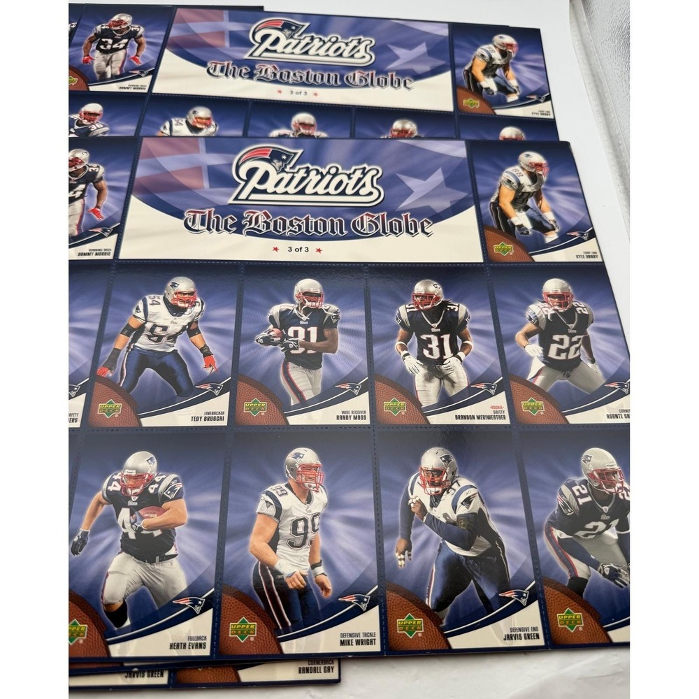 Lot of 12 2007 Upper Deck Boston Globe New England Patriots Sheet 3 Moss Bruschi - Picture 3 of 5